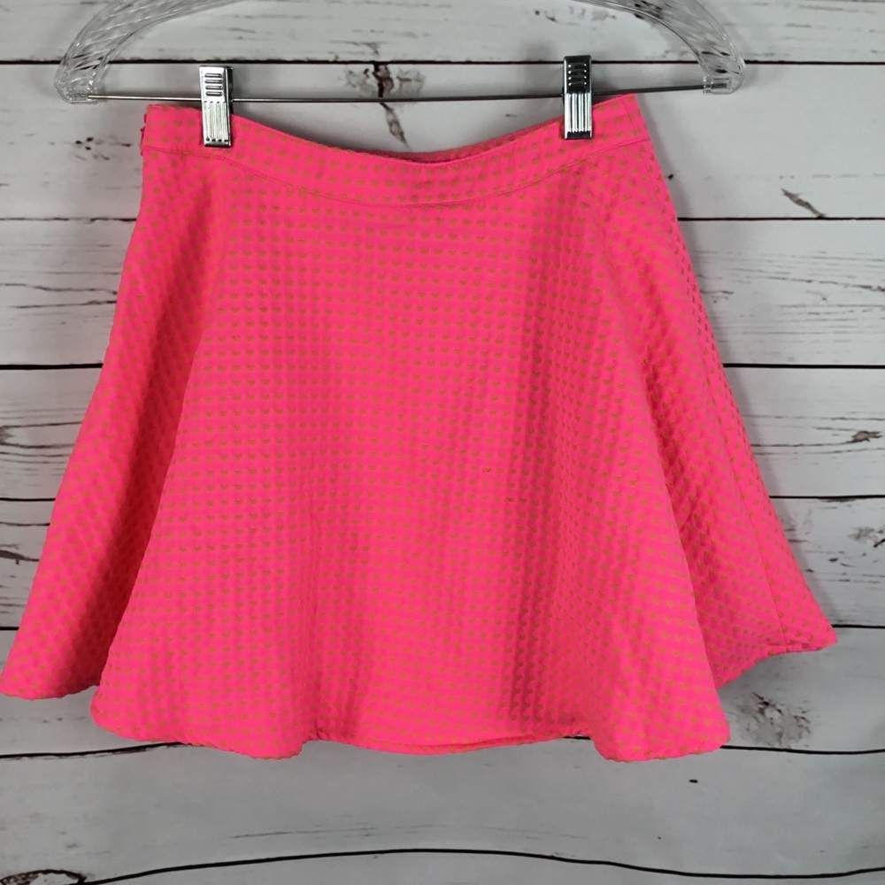 Hot Pink‎ W/Gold Hearts Barbiecore Nanette LePore Skirt Size Small Romantic